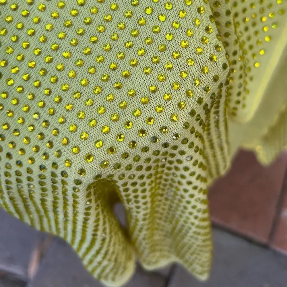 Retrofete Marsann yellow crystal rhinestone dress size small - Picture 8 of 13